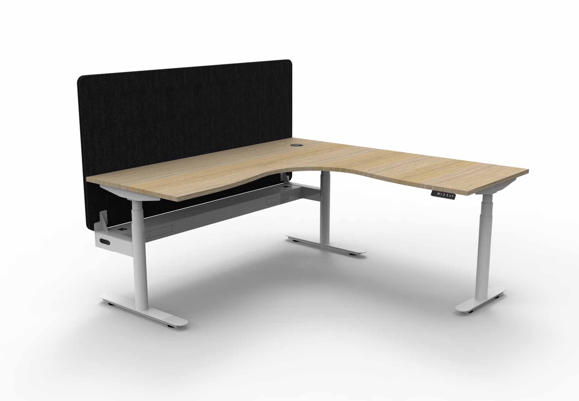 Halo+ Corner Workstation with Cable Tray and Eco Screen